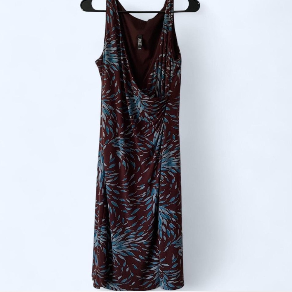 Laundry By Shelli Segal Blue and Brown Bacatiom Dress V-neck Sleeveless